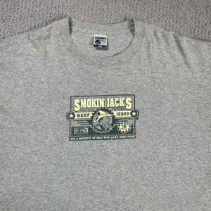 Vintage Steve Barrys Smokin Jacks Beef Jerky T Shirt Graphic Mens XXL Gray